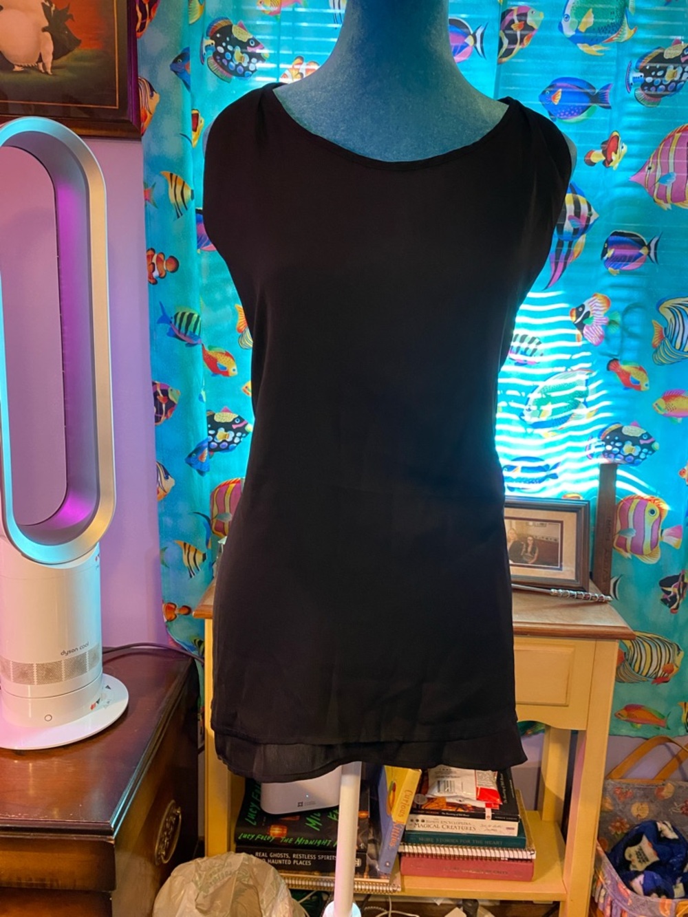Classic Black Sleeveless Layered Hem Top